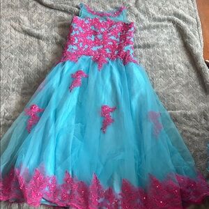 Elegant Blue and Pink Kids Dress